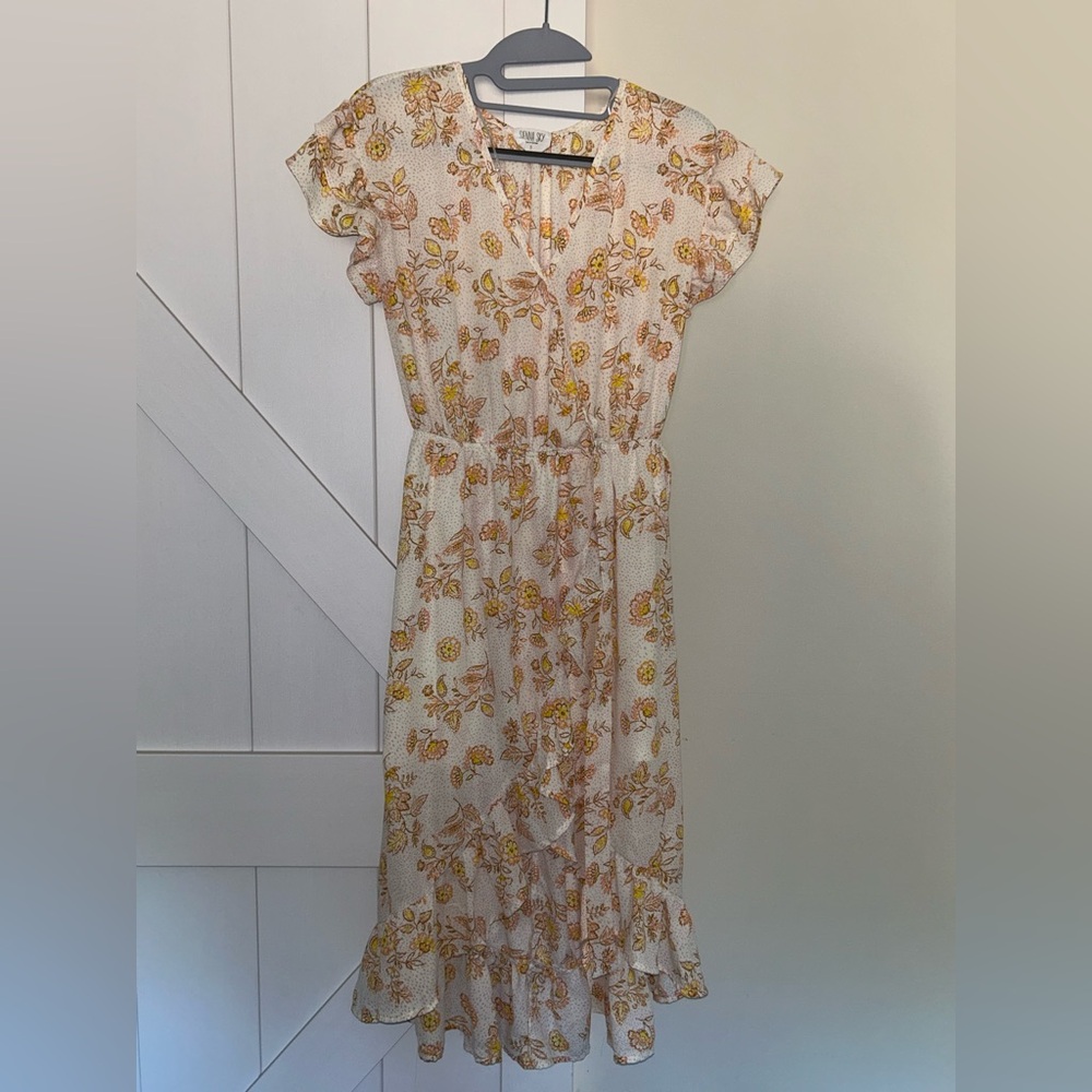 Sienna Sky Floral Dress with Ruffle Sleeves